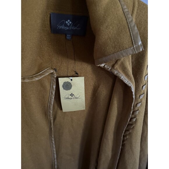 NEW Patricia Nash Knit Cape Leather Whipstitch Camel Brown Size XS/S Cardigan - Picture 2 of 5